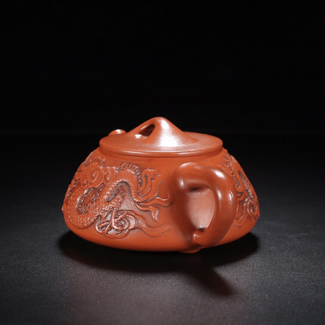 Chinese Yixing Zisha Clay Handmade Exquisite Teapot （双龙石瓢 底款：周桂珍）