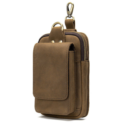 Men Phone Belt Pack Bag Loop Waist Holster Pouch Case Genuine Leather Wallet