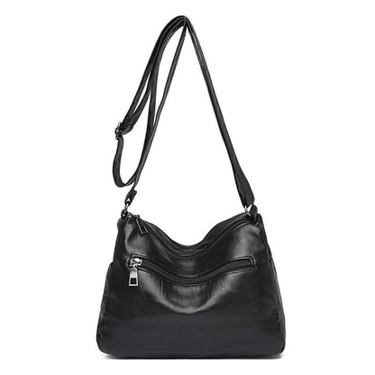 Women Shoulder Bag Leather Messenger Bag Flower Patchwork Leather Purse Handbag
