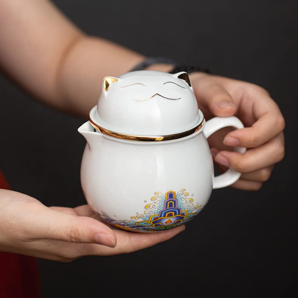 Portable Ceramic Tea Cup Set Travel Porcelain Tea Pot Cups Set With Handle Bag