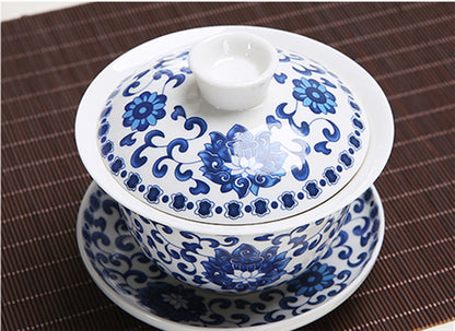320ml Big Tureen Porcelain Gaiwan Chinese Tea Set Ceramic Tea Cup Bowl Saucer