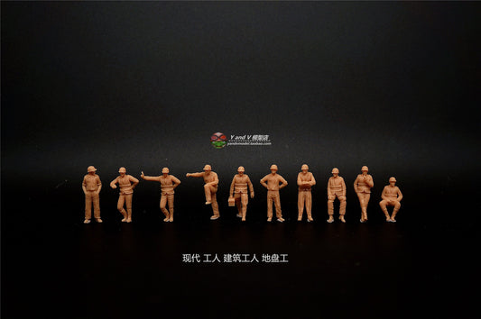 1/72 Resin Figure model Modern workers construction workers site workers 10PC