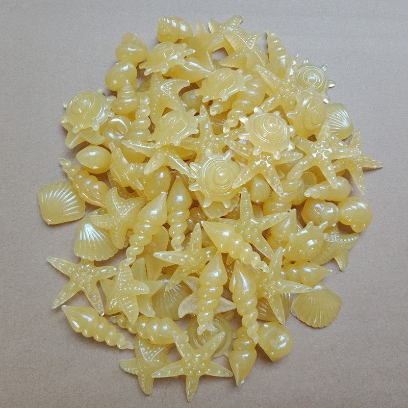 Aquarium Decor 50Pcs Luminous Stones Colorful Shell Starfish Conch Shape Pebbles