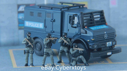 1:64 Hong Kong Police SDU SIG516 Team Figure 4pcs for Diorama Car Model