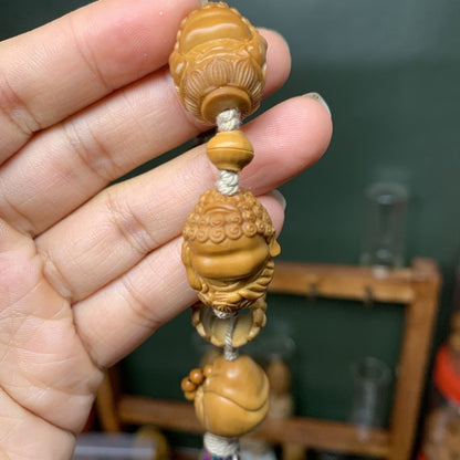 Olive Nut Hand Carved Four No Buddha Hand Twist Beads Retro Wenwan Decor