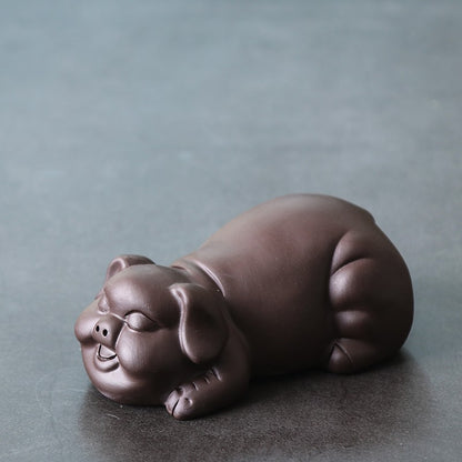 1PC Purple Clay Tea Pets Exquisite Small Luck Pigs Small Ornaments