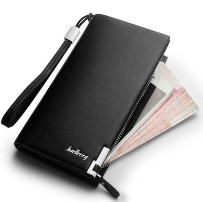 Men's Bifold Leather Wallet Long Zip Clutch Purse Credit ID Card Holder Handbag
