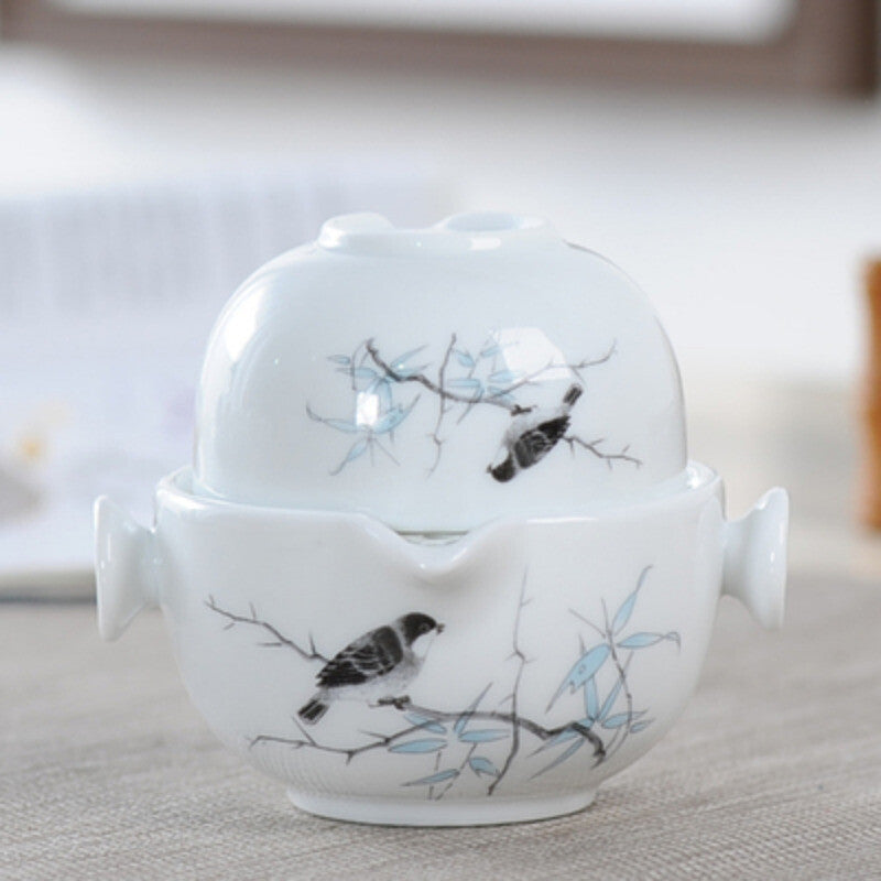 Ceramics Tea Set Include 1 Pot 1 Cup Porcelain Gaiwan Teapot Kung Fu Travel