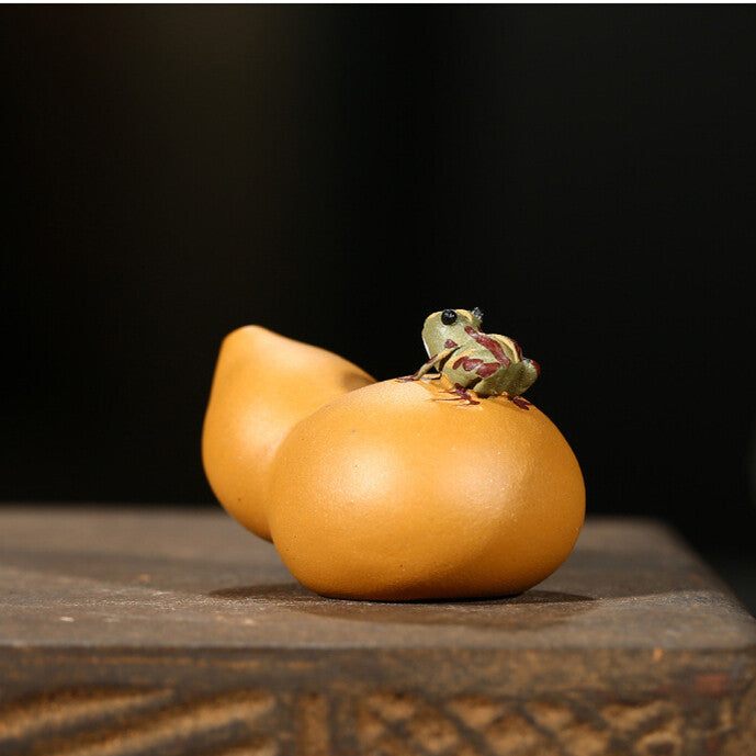 Gourd Frog Statue Tea Pet Yixing Zisha Clay Tea Play Home Table Decoration Funny