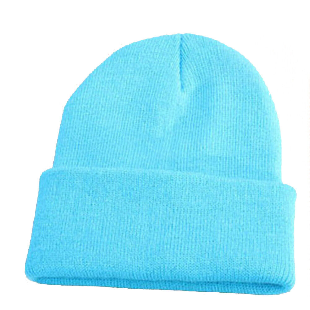 Beanie Hat Men Women Plain Knit Ski Cap Warm Elastic Skull Winter Cuff Thermal