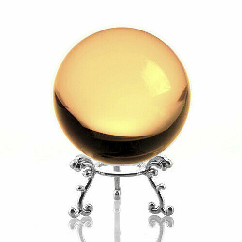 Crystal Ball Sphere for Feng Shui, Meditation, Decor, with Silver Flower Stand
