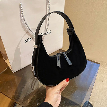 Frosted Fabric Shoulder Handbag Underarm Bag Synthetic Leather Bag Traveling 1pc