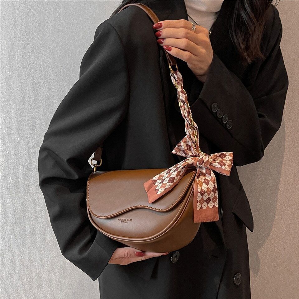 Saddle Small Shoulder Crossbody Women Wide Strap Ladies Handbags