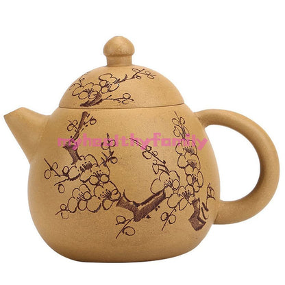250ml Yixing Purple Clay Teapot Hand Painted Plum Blossom Pot Tea Set Kung Fu