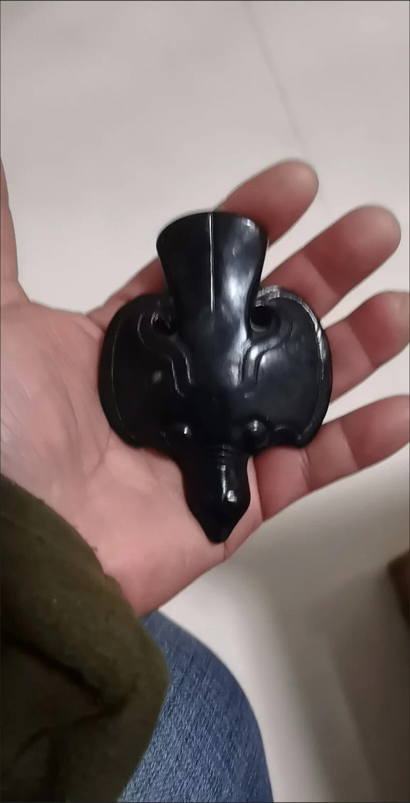 Old China Hongshan Culture Black Iron Meteorite Statue Pendant Collection
