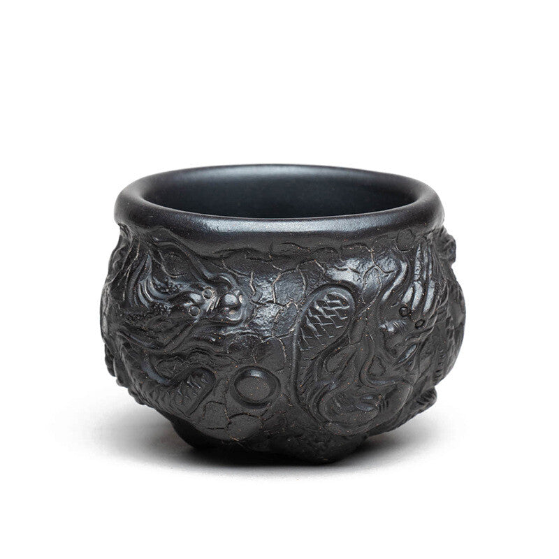 Handmade Tea Cup Dragon Carved Master Personal Cup 130ml Real Yixing Zisha Clay