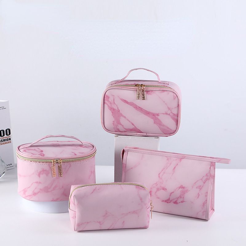 Marble Pattern Cosmetic Bag Toiletries Storage Handbag Waterproof Makeup Cases