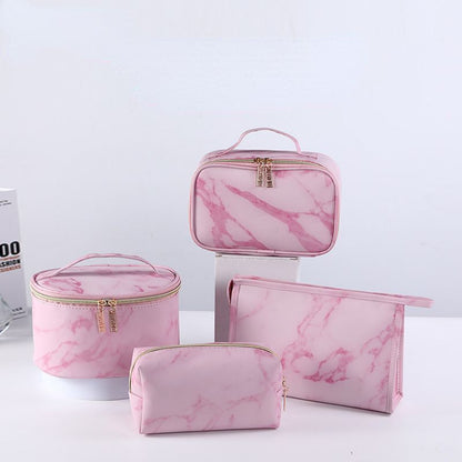 Marble Pattern Cosmetic Bag Toiletries Storage Handbag Waterproof Makeup Cases