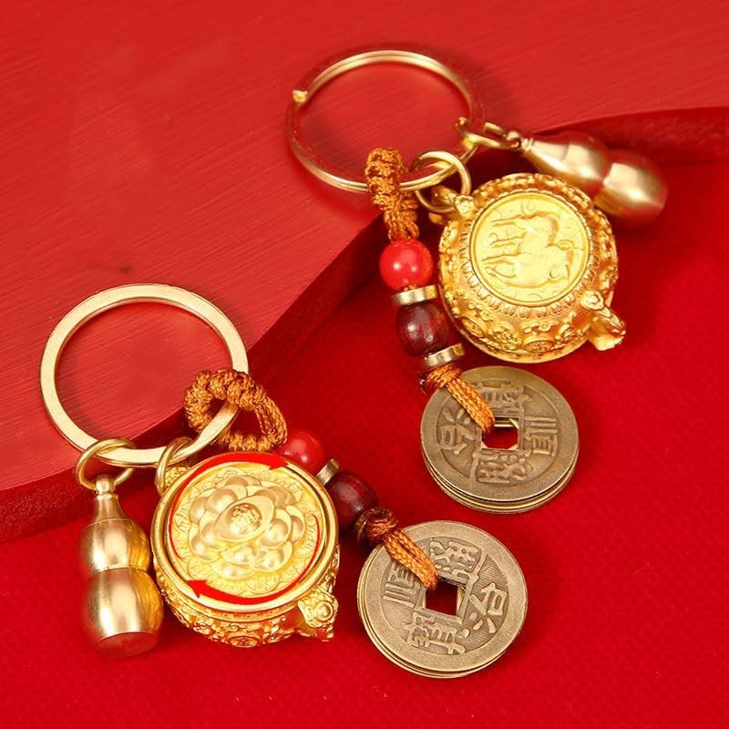 New Good Luck Keychain Feng Shui Amulet Medallion Safe Luck Pendant Key Chain