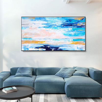 Modern Minimalist Living Room Porch Vertical Sea Sky Hand-painted Oil Painting