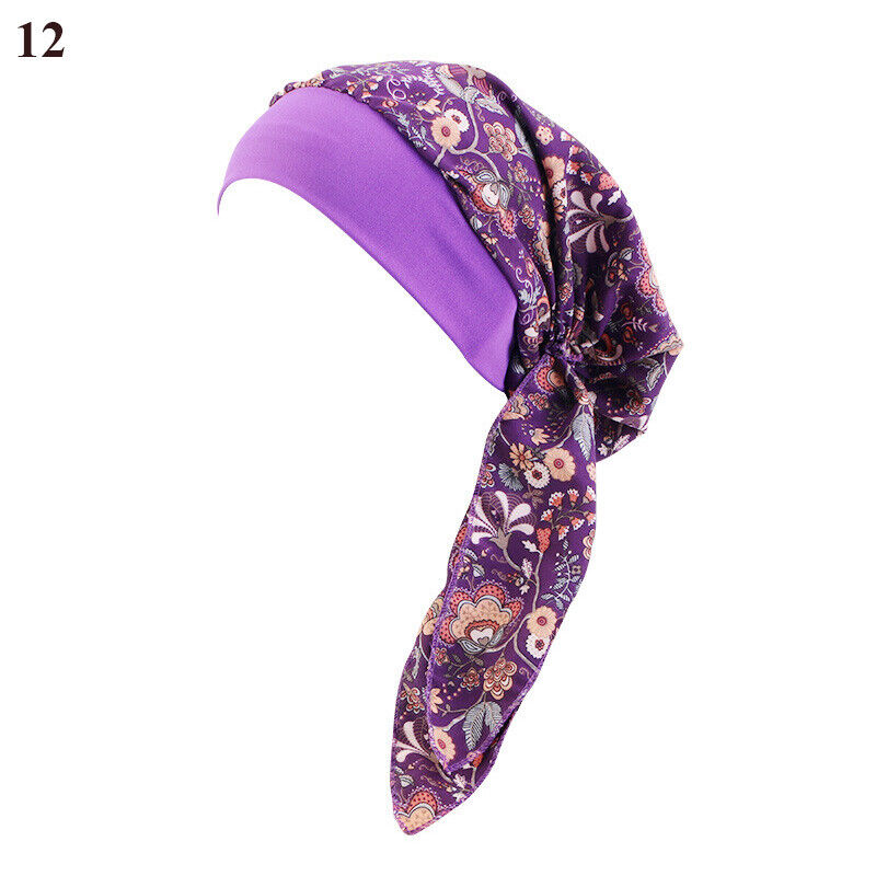 Ladies Long Tail Chemo Cap Turban Hat Headscarf Braid Hat Fashion Pirate Cap