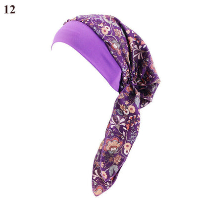 Ladies Long Tail Chemo Cap Turban Hat Headscarf Braid Hat Fashion Pirate Cap