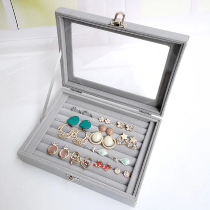 Jewelry Storage Box Velvet Flannel Cover Bracelet Necklace Organizer 21x12.3x5cm