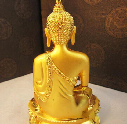 Tibetan Gold Gilt Medicine Buddha Statue Buddhist Healing Altar Decor Gift Box