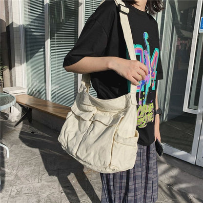 Women's School Messenger Bags Shoulder Handbag Solid Large Capacity Casual Bags