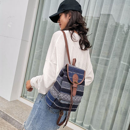 Vintage Canvas Backpack School Travel Rucksack Double Shoulder Bags 24*23*10 CM