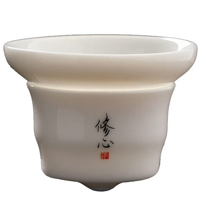 Chinese Dehua Porcelain Tea Drain Tea Filter Kung Fu Tea Set Tea Strainer