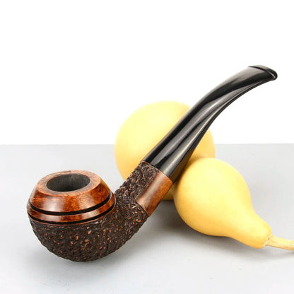 Tobacco Pipe Briar Wood 9mm Filter Creative Round Engraved Smoking Tool 145x34mm