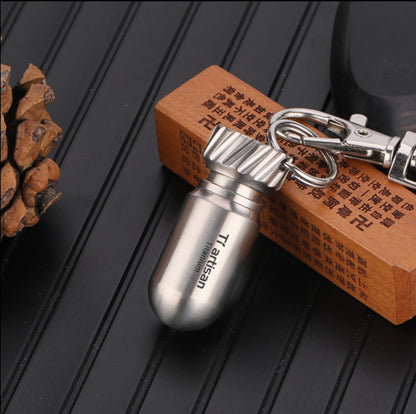 New Titanium Mini Sealed Waterproof Pill Box Storage Pendant Box EDC Tools