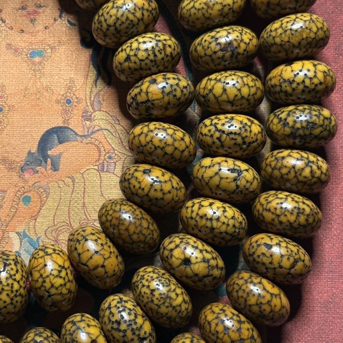 Tibetan Old Star Moon Mala 12mm 108 Prayer Beads Large Size