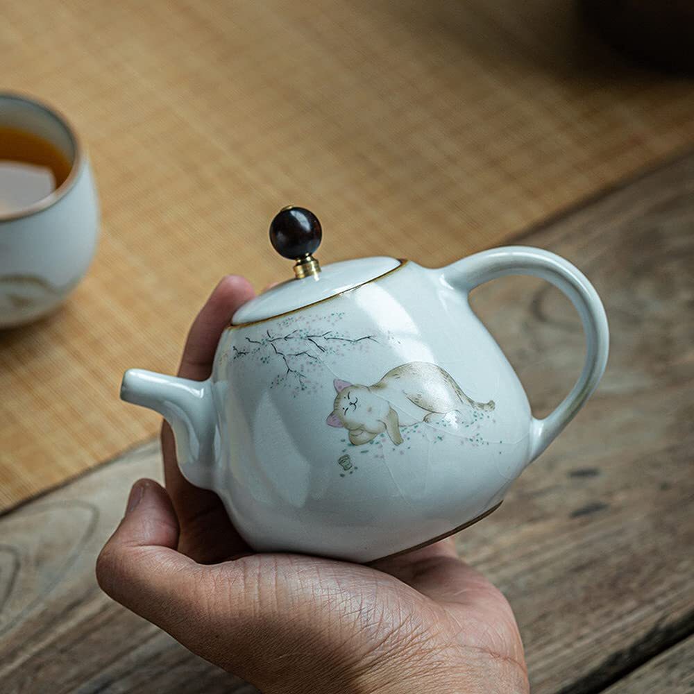 280ml Ceramic Teapot Ru Kiln Handmade Teapot Chinese Kung Fu Tea Set Kettle