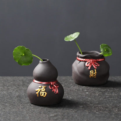 1pc Purple Clay Tea Pet Bonsai Ornaments Hydroponic Plants Tea Set Decoration