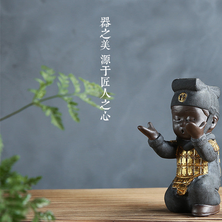 Terracotta Warriors Statue Holder for Pen Brush Rack Yixing Zisha Tea Pet China