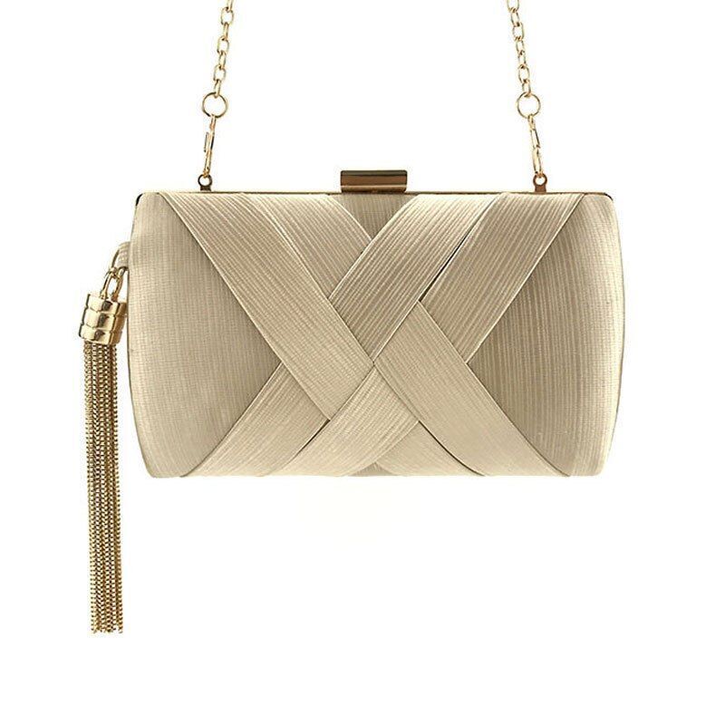 Wallet Stylish Multi-Color Bag Evening Golden Tassel Wedding Clutch Silk Handbag
