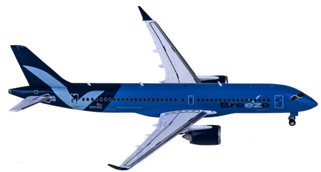1:400 Geminijets Breeze Airways Airbus A220-300 Passenger Airplane Diecast Model