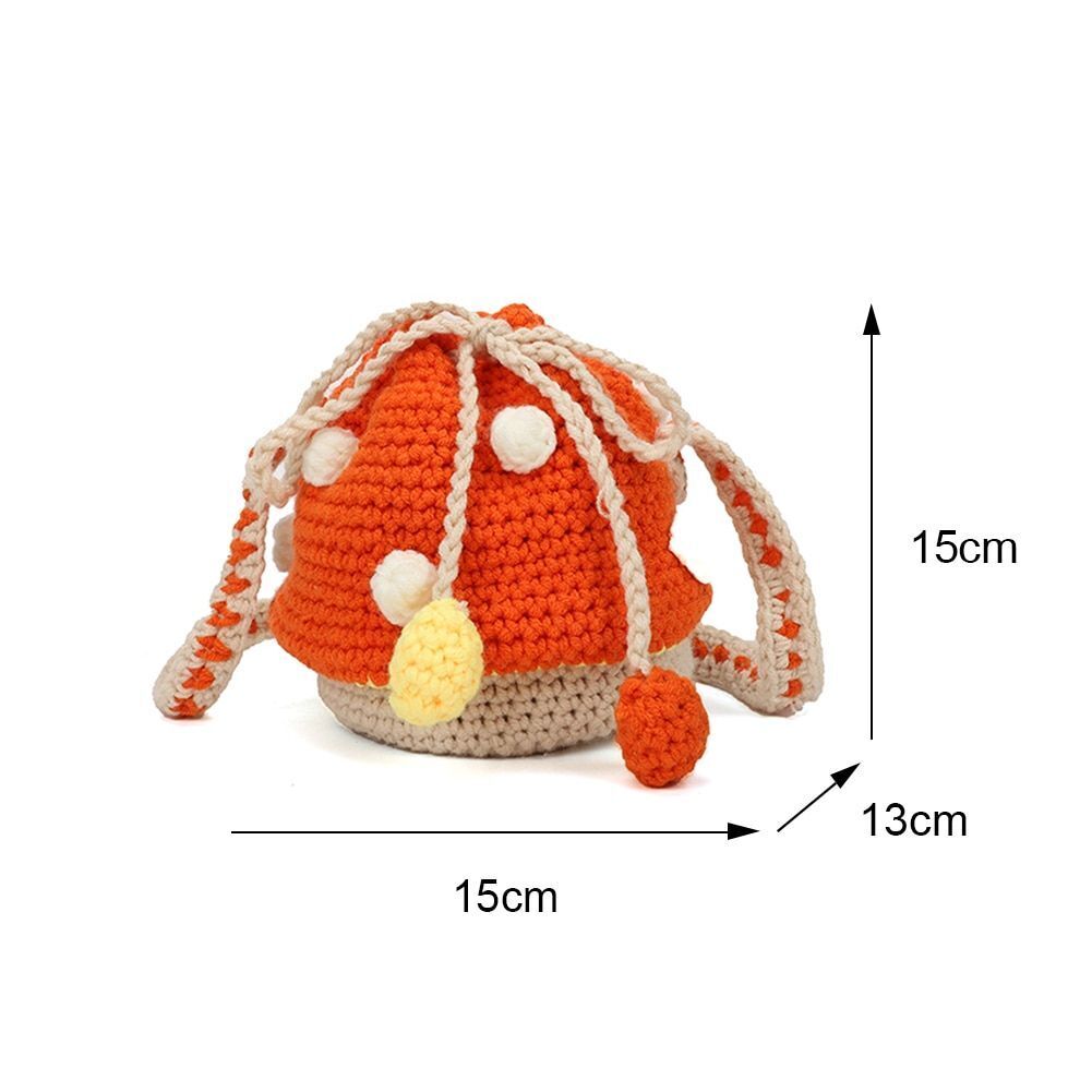 Women Shoulder Bag Knit Mushroom Style Crossbody Bags Casual Mini Purse 15*15*13