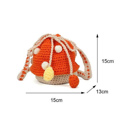 Women Shoulder Bag Knit Mushroom Style Crossbody Bags Casual Mini Purse 15*15*13