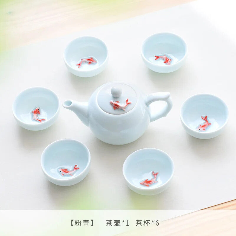 6pcs Celadon China Tea Cup Set kung Fu Travel Tea Bowl Porcelain Teacup Set