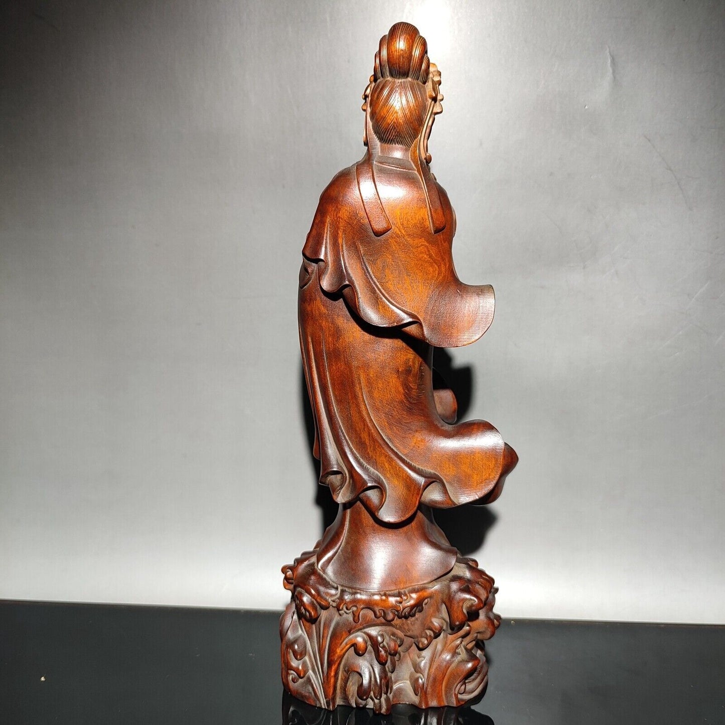 Collect Carving Wooden Kwan-yin Statue Bodhisattva Buddhist Guanyin Praying Wood