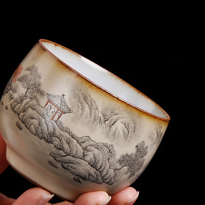 Jingdezhen Full Handmade Tea Cup Ruyao Crackle Glaze Master Cup Luohan Cup New