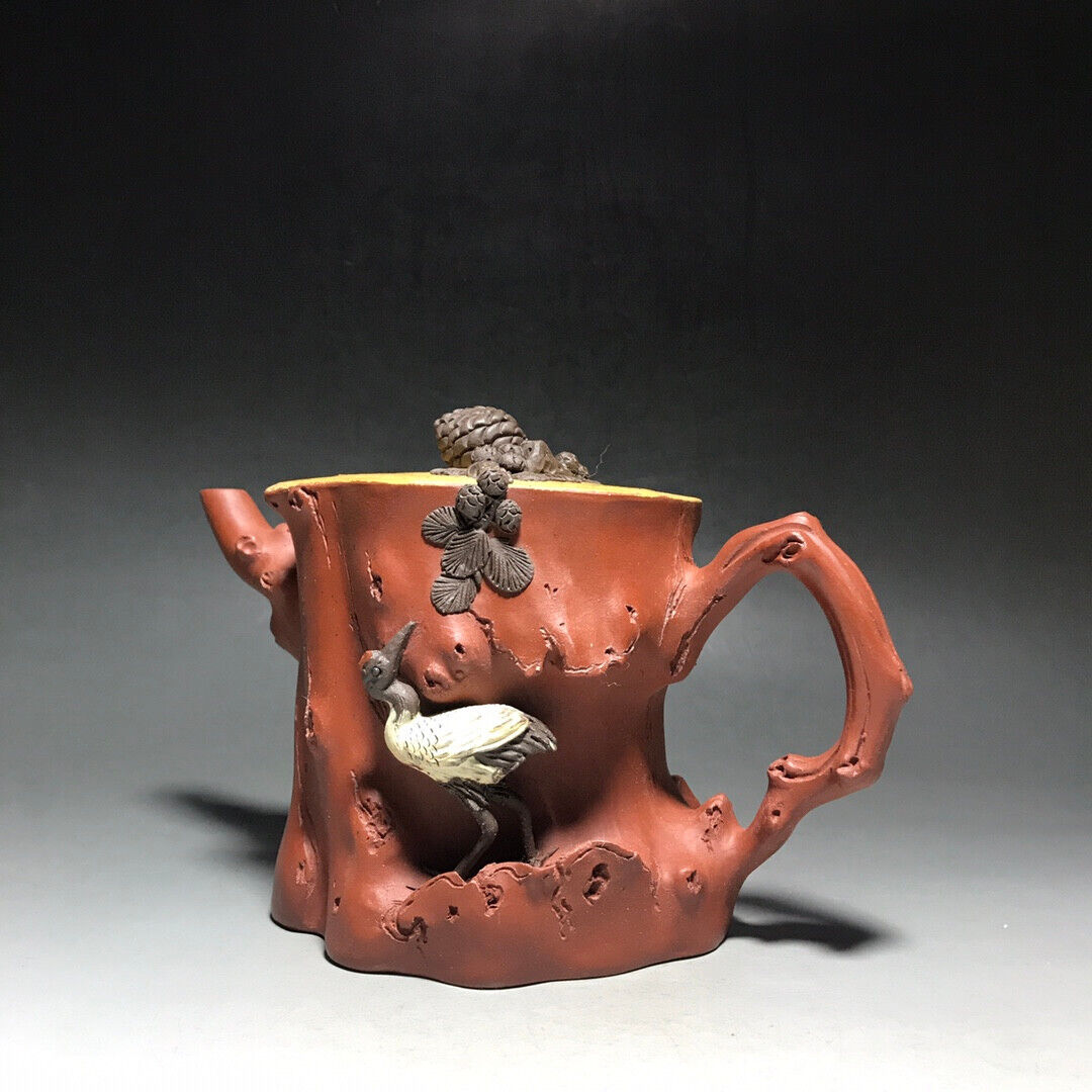 Chinese Yixing Zisha Clay Handmade Exquisite Teapot（松鹤树桩 底款：王寅仙）