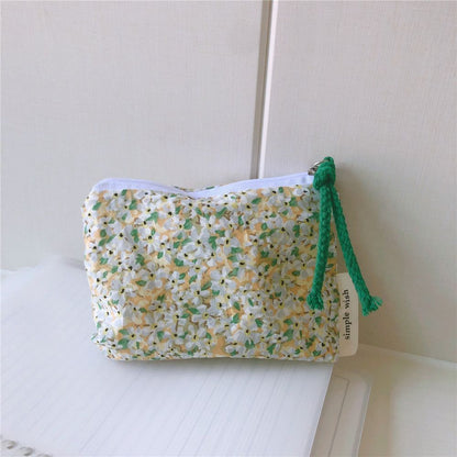 Mini Cotton Cosmetic Make Up Bag Zipper Floral Inner Organizer Bags Coin Purses