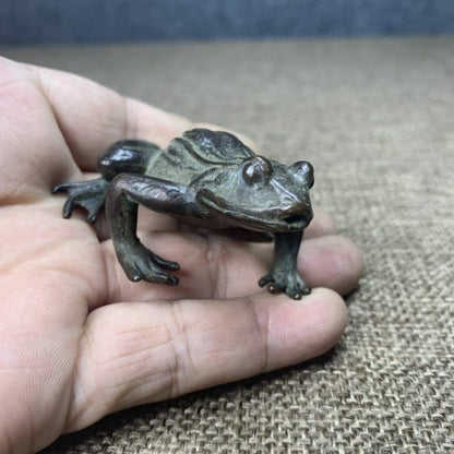 Collect Copper Solid Frog Desktop Tea Pet Ornament