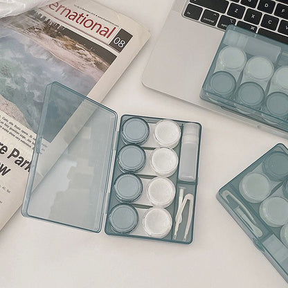 Contact Lens Case 4 Pairs Plastic Storage Boxes Cosmetic Containers 12x8.5x2.2cm