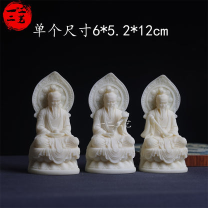 3 PC 5" Resin Three Pure Ones Statue Taoist Trinity Pristine Divine Gods Home