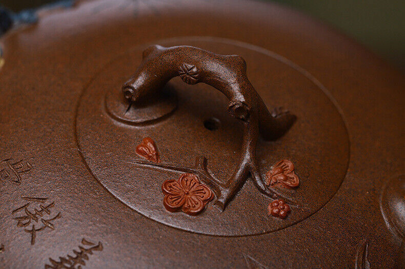 Traditional Craft Handmade Tea Pot Chinese Character Carved Real Yixing Zisha